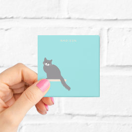 Cute-Grey-Cat-Notizen mit Namen Post-it Klebezettel