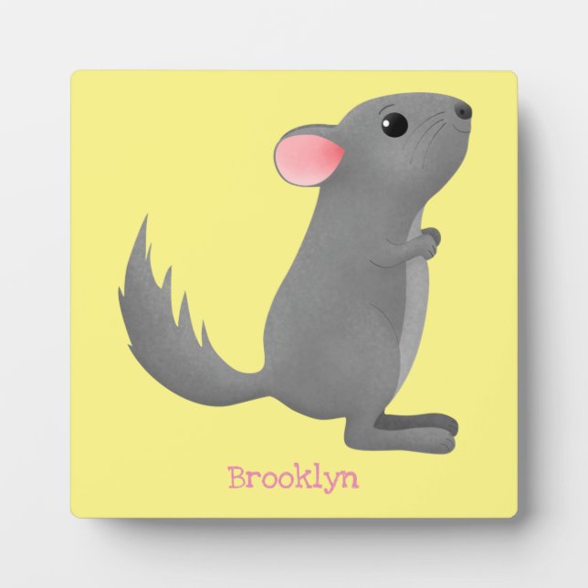 Cute grey chinchilla cartoon illustration fotoplatte (Vorderseite)