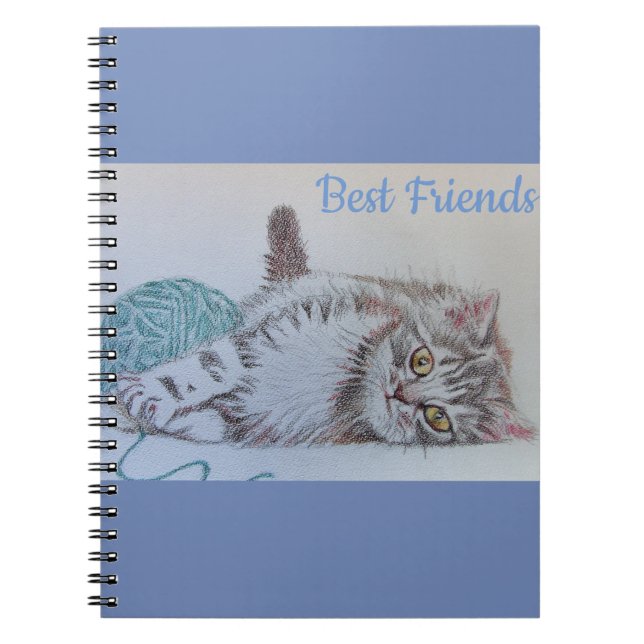 Cute Grey Tabby Chat Kitten Meilleur Carnet d'amis (Devant)