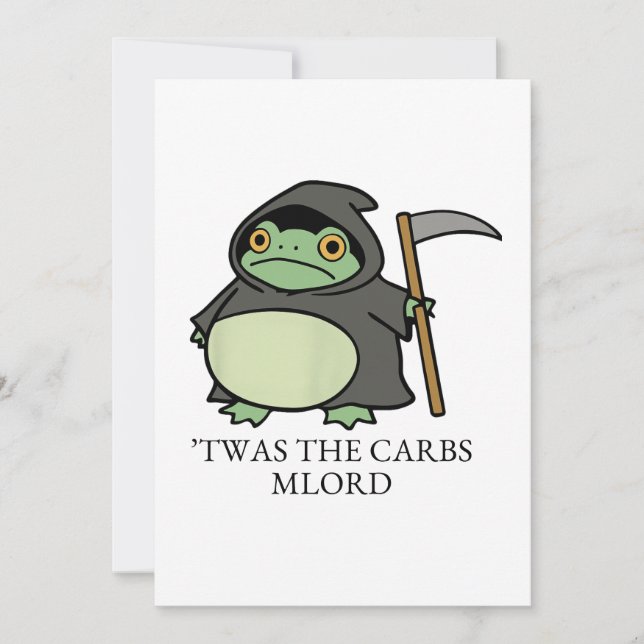 Cute Grim Reaper Frog – ’Twas the Carbs M’Lord Einladung (Vorderseite)