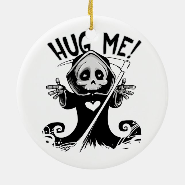 Cute Grim Reaper Hug Me Keramikornament (Hinten)