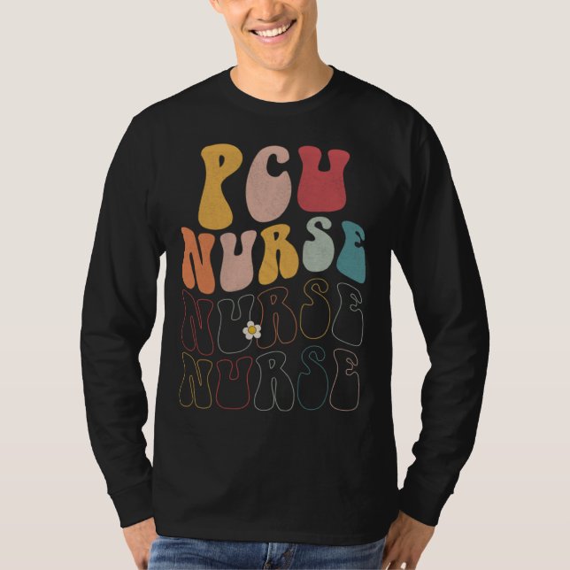Cute Groovy PCU Nurse RN ICU ER Pediatric T-Shirt (Vorderseite)