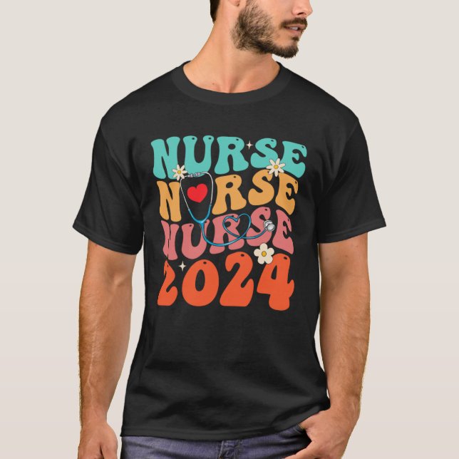 Cute Groovy Stethoscope Nurse Life Nursing Nurse W T-Shirt (Vorderseite)