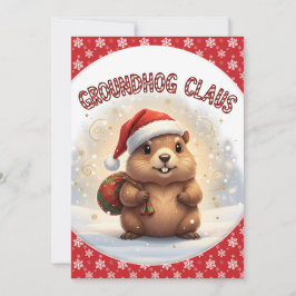 Cute Groundhog Claus Funny Groundhog Christmas Feiertagskarte