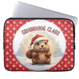 Cute Groundhog Claus Funny Groundhog Christmas Laptopschutzhülle