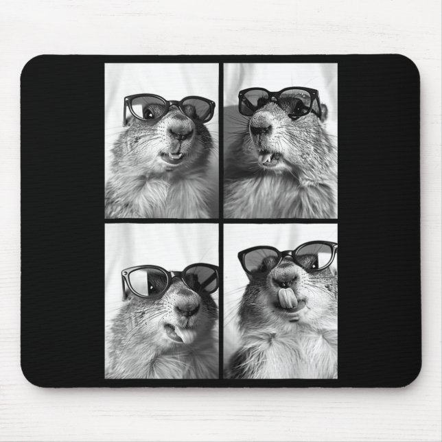 Cute Groundhogs Sungles Cool Forest Animal Photo B Mousepad (Vorne)