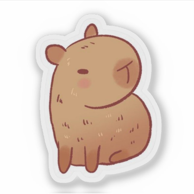 Cute Grumpy Capybara Kawaii Cartoon Sticker (Vorderseite)