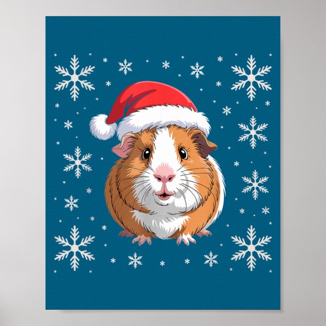 Cute Guinea G Wearing Santa Hat Christmas  Poster (Vorne)