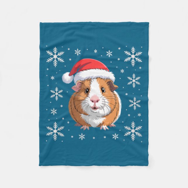 Cute Guinea G Wearing Santa Hat Christmas Premium  Fleecedecke (Vorderseite)