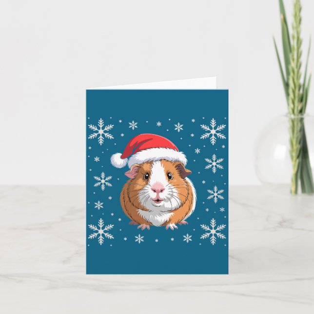 Cute Guinea G Wearing Santa Hat Christmas Premium  Karte (Vorderseite)