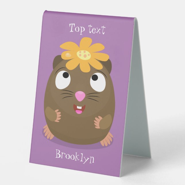 Cute guinea pig happy cartoon illustration tischaufsteller  (Vorderseite)