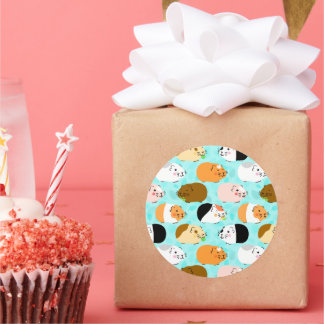 Cute Guinea Pig Pattern Runder Aufkleber