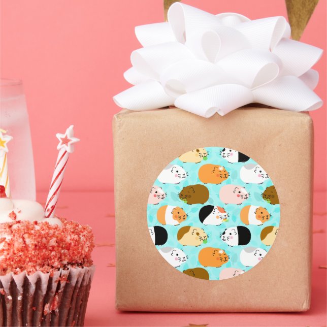 Cute Guinea Pig Pattern Runder Aufkleber (Party)