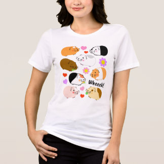 Cute Guinea Pigs with Hearts and Flowers Tri-Blend Shirt