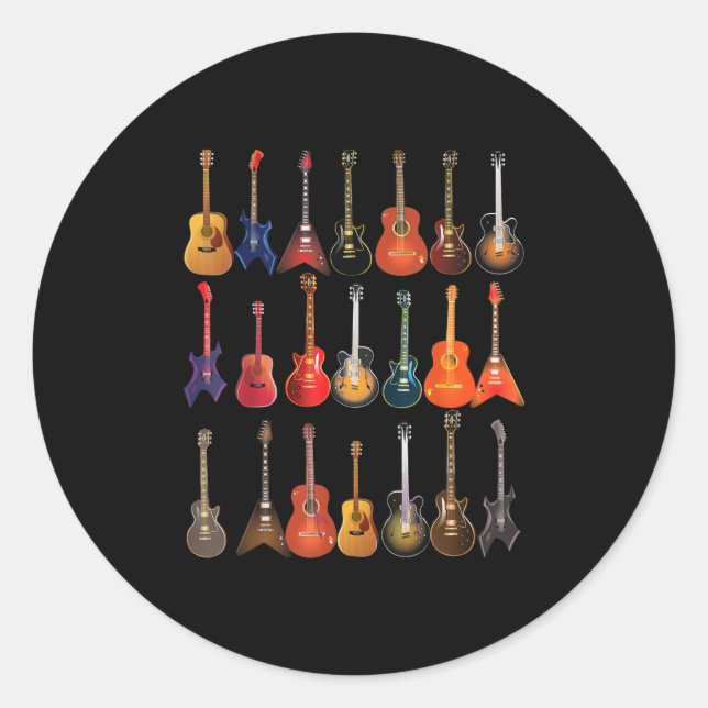 Cute Guitar Rock And Roll Musical Instruments Gift Runder Aufkleber (Vorderseite)