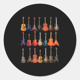 Cute Guitar Rock And Roll Musical Instruments Gift Runder Aufkleber