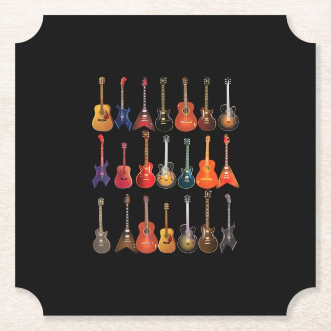 Cute Guitar Rock And Roll Musical Instruments Gift Untersetzer (Vorderseite)