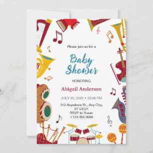 Cute Guitare Musical Baby shower unique Invitation