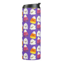 Cute Halloween Candy And Ghost Pattern Thermosbecher