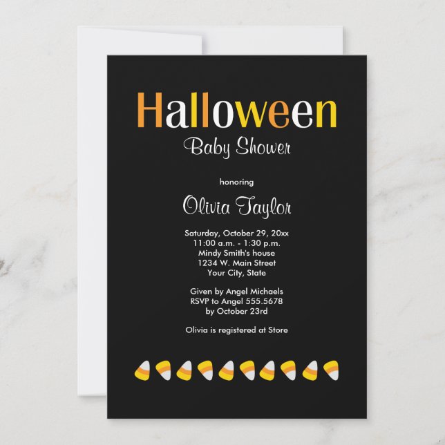 Cute Halloween Candy Corn Baby Shower Invitations (Devant)