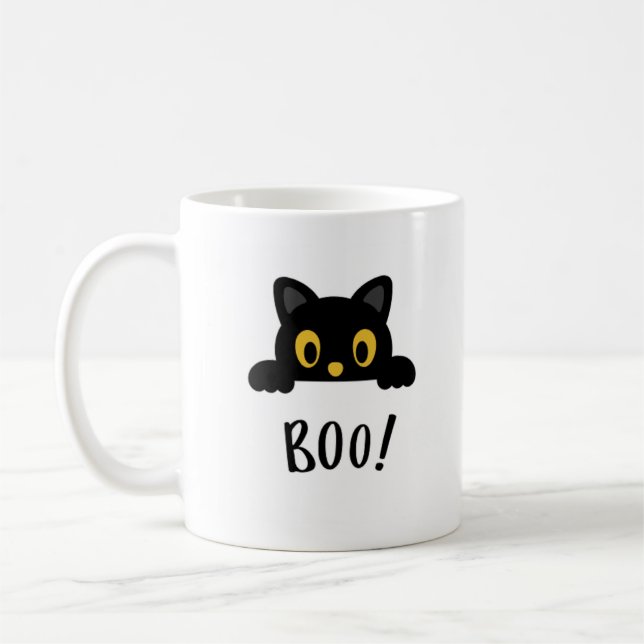 Cute Halloween Cat Café Conception de la Mug (Gauche)