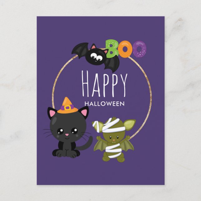 Cute Halloween Cat Postkarte (Vorderseite)