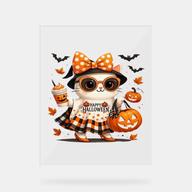 Cute Halloween Chat - Kawaii Witch Kitty avec Pump (Recto)