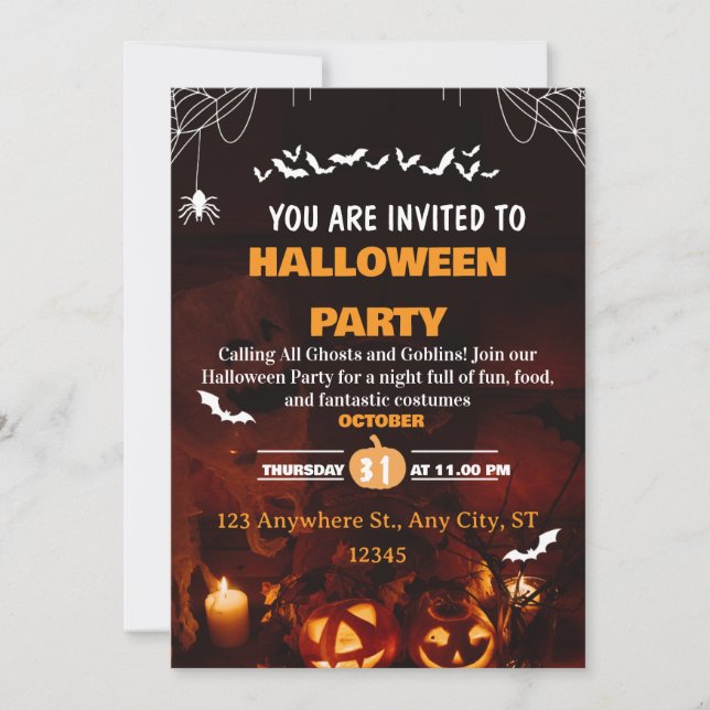 Cute Halloween Costume Party Invitation Card Einladung (Vorderseite)