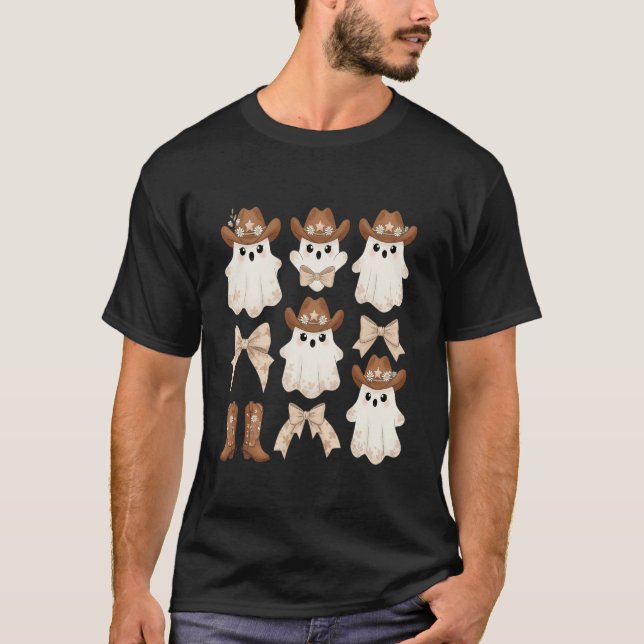 Cute Halloween Cowboy Ghost T-Shirt (Vorderseite)