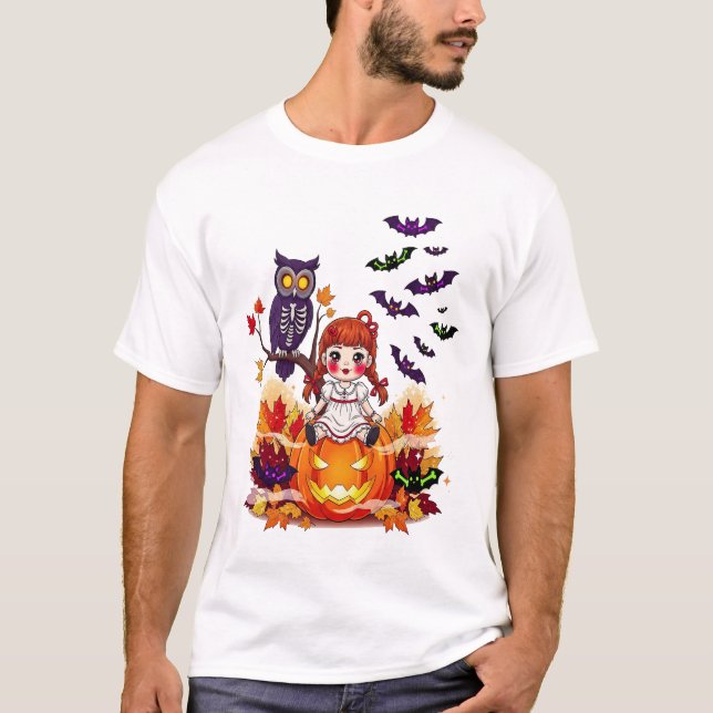 Cute Halloween Doll Owl T-Shirt (Vorderseite)