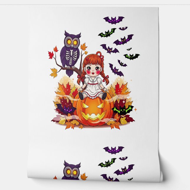Cute Halloween Doll Owl Tapete (Abrollen)