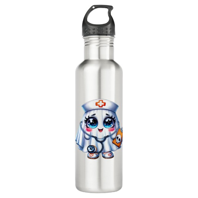 Cute Halloween ghost in a nurse's uniform Classic  Edelstahlflasche (Vorderseite)