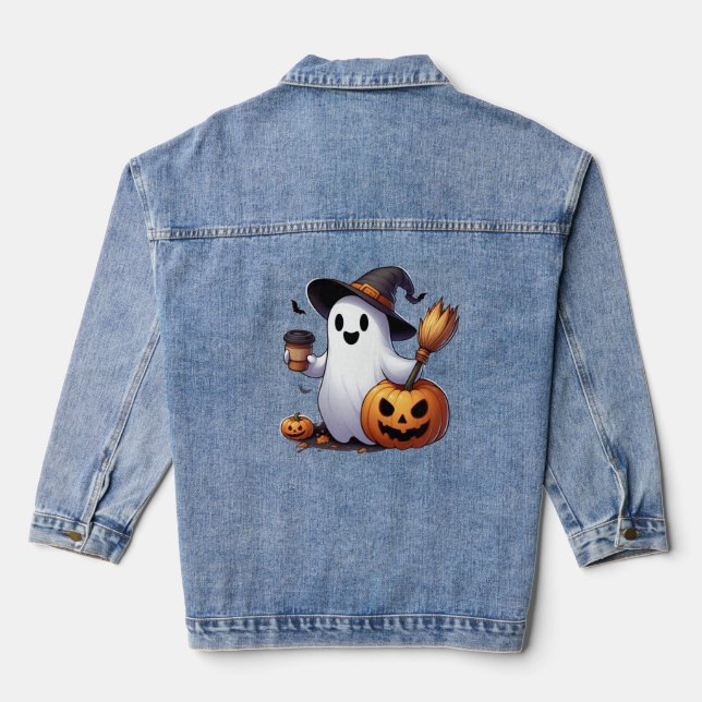 Cute Halloween ghost  Jeansjacke (Rückseite)