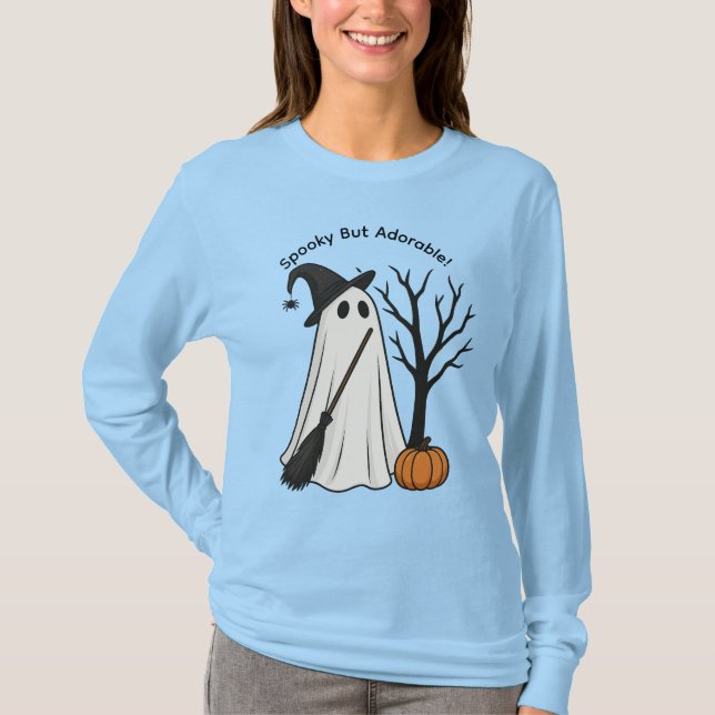 Cute Halloween Ghost Long Sleeve Tee Tshirt (Vorderseite)