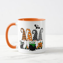 Cute Halloween Gnomes with Cauldron and Pumpkin