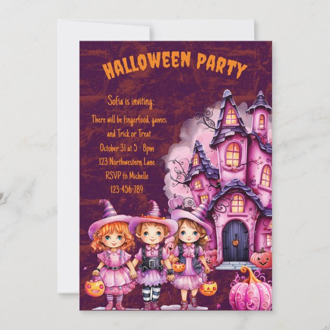 Cute Halloween Invitation pour enfants (Devant)