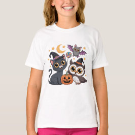 Cute Halloween KidsCat Owl  Tee