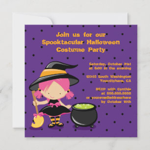 Cute Halloween maillot de sorcière invitation