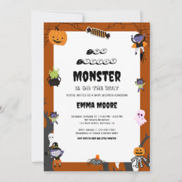 Cute Halloween Monster Baby Shower Design Einladung