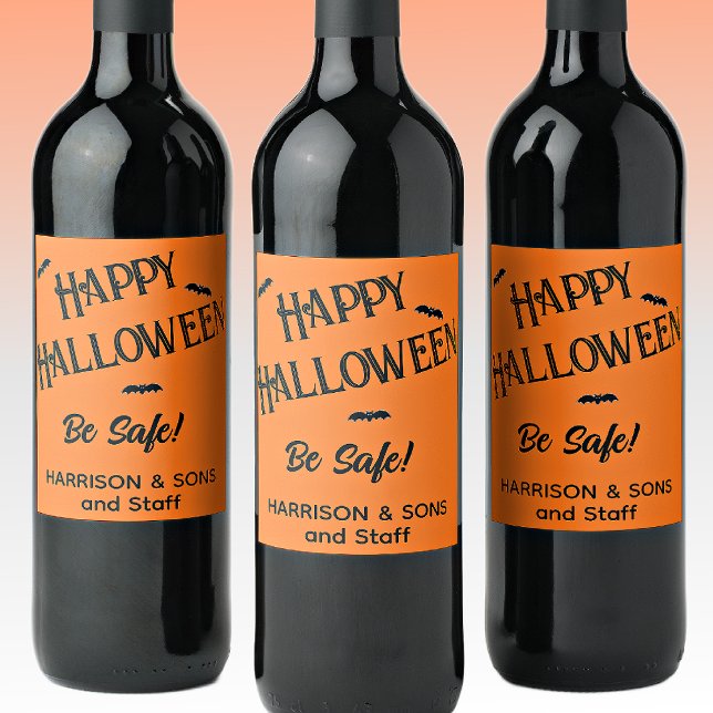 Cute Halloween, Nom, Noir Orange 6 Vins Étiquettes (Créateur téléchargé)
