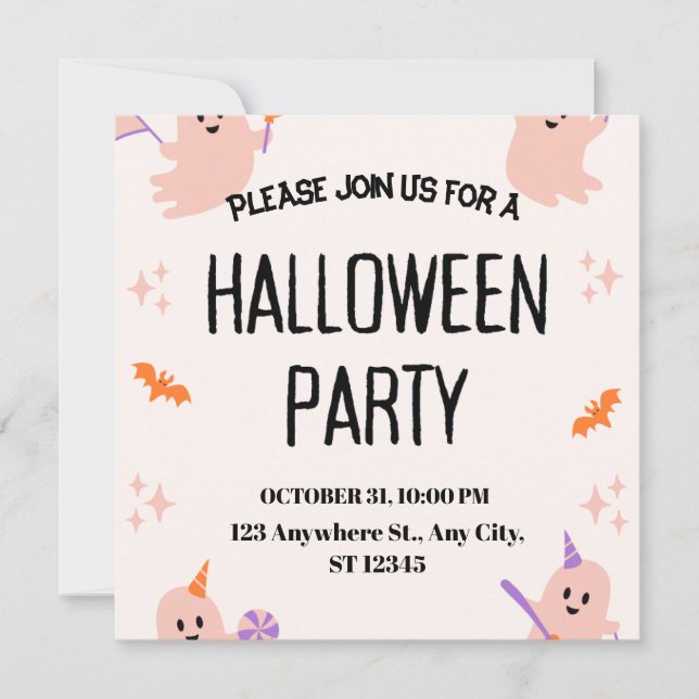 Cute Halloween Party Invitation Einladung (Vorderseite)