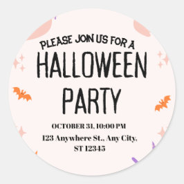 Cute Halloween Party Invitation Runder Aufkleber