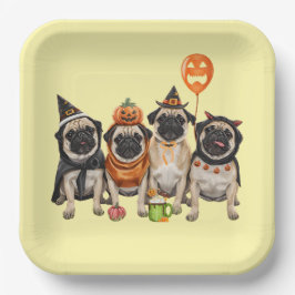 Cute Halloween Pug Paper Plate – Funny Spooky Dog Pappteller