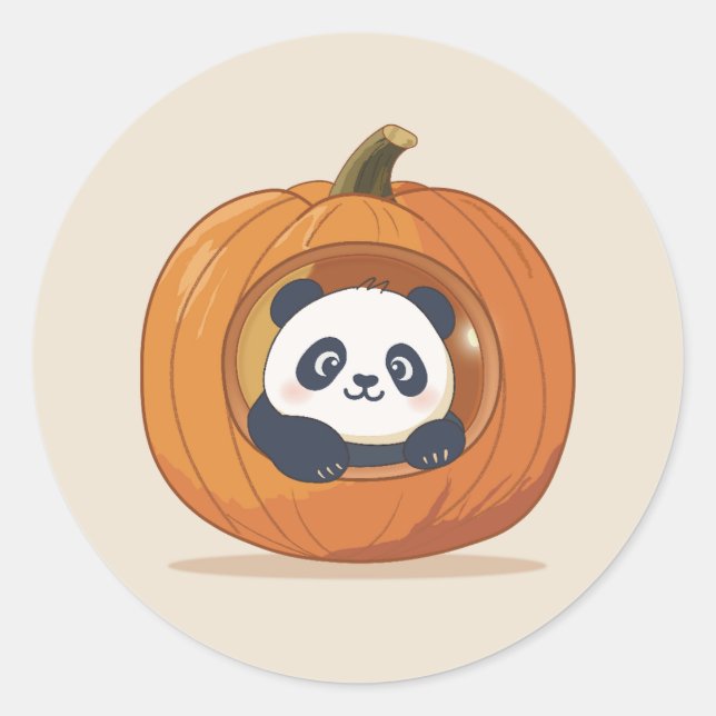 Cute Halloween Pumpkin Panda Runder Aufkleber (Vorderseite)