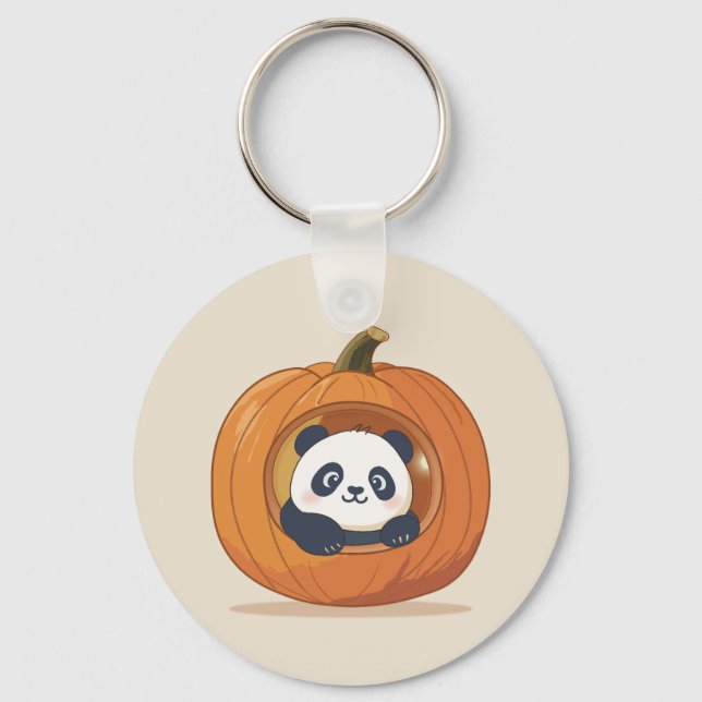 Cute Halloween Pumpkin Panda Schlüsselanhänger (Vorderseite)