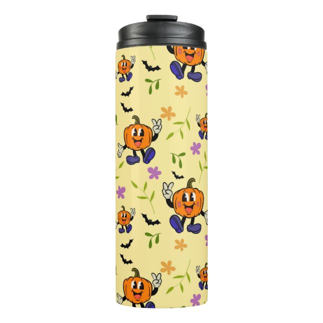Cute Halloween Pumpkin Seamless Pattern  Thermosbecher (Vorderseite)