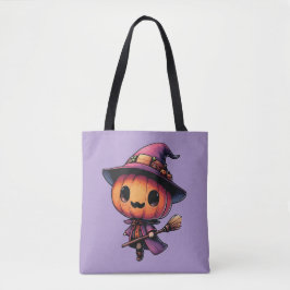 Cute Halloween pumpkin witch Tasche