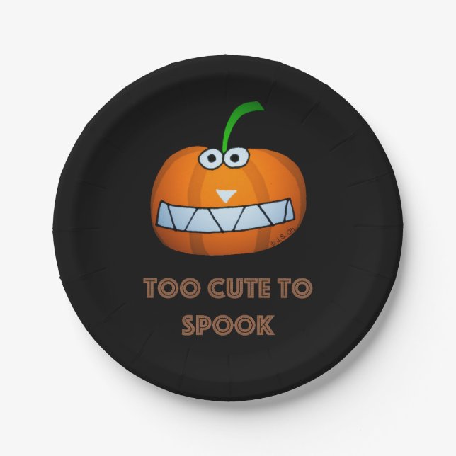 cute Halloween pumpkin with funny face Pappteller (Vorderseite)