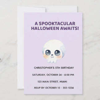 Cute Halloween Skull Birthday Invitation for Kids