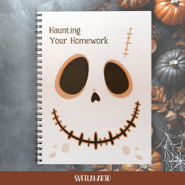 Cute Halloween Skull Face Spiral Notebook Notizblock